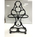 A PAINTED ORNATE METAL STICK STAND
