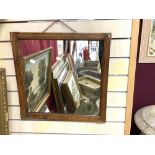 OAK FRAMED SQUARE WALL MIRROR, 53 X 53CMS