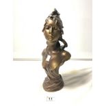 ART NOUVEAU STYLE RESIN BUST OF MADELEINE IN BRONZE STYLE FINISH, 36CMS