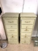 A PAIR OF SHABBY CHIC SIX DRAWER CHESTS, 120 X 42 X 29CMS