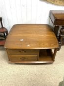 VINTAGE ERCOL COFFEE TABLE WITH DRAWERS 80 X 80 X 40CMS