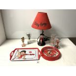 BETTY BOO FIGURE TABLE LAMP, CLOCK, AND FIGURES