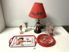 BETTY BOO FIGURE TABLE LAMP, CLOCK, AND FIGURES
