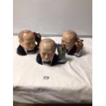 THREE MANOR LIMITED EDITION WINSTON CHURCHILL -NAVY, ARMY AND AIRFORCE CHARACTER JUGS MODELLED BY