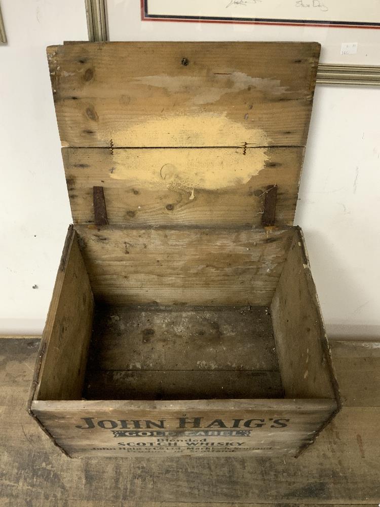 VINTAGE WOODEN CRATE JOHN HAIGS GOLD LABEL SCOTCH WHISKY, 43 X 34 X 30CMS - Image 2 of 2