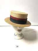 A STRAW BOATER HAT
