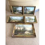 FIVE MODERN FRAMED COUNTRY SCENE OILS AND CATTLE ALL BY ARTIST M.CHILDS, THE LARGEST 74 X 52CMS