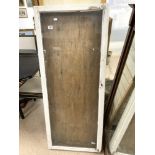 A SLIM GLAZED PAINTED WALL MOUNTED DISPLAY CASE, 59 X 10 X 146