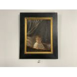 ALGERNA ROWE - OIL ON WOOD PANEL - STUDY OF A CHILD IN A COT, SIGNED AND INSCRIBED ON VERSO, 25 X
