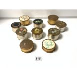 NINE MUSICAL DRESSING TABLE COMPACTS MADE IN GREAT BRITAIN WITH SWISS MADE MOVEMENTS AND ONE OTHER