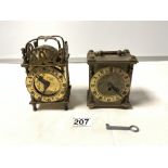 A SMITHS ELECTRIC LANTERN CLOCK AND A SMITHS BRASS CARRIAGE CLOCK