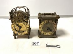 A SMITHS ELECTRIC LANTERN CLOCK AND A SMITHS BRASS CARRIAGE CLOCK