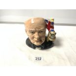 A ROYAL DOULTON CHARACTER JUG - WINSTON CHURCHILL, D6907, MODELLED BY STANLEY JAMES TAYLOR, YEAR -