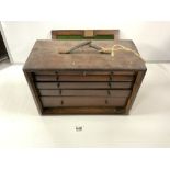 A VINTAGE OAK WORKMAN'S PORTABLE TOOL CHEST