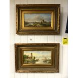 A PAIR OF DUTCH LANDSCAPE SCENES OILS ON BOARD SIGNED M. BEALE IN ORNATE FRAMES, 62 X 42CMS