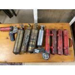 QUANTITY OF VINTAGE FIRE EXTINGUISHERS, PYRENE CAR AND MORE