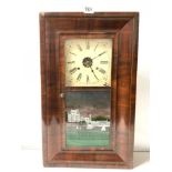 A 19TH CENTURY AMERICAN MAHOGANY CASED WALL CLOCK WEIGHT DRIVER MOVEMENT BY JEROME & CO, NEWHAVEN,