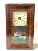 A 19TH CENTURY AMERICAN MAHOGANY CASED WALL CLOCK WEIGHT DRIVER MOVEMENT BY JEROME & CO, NEWHAVEN,