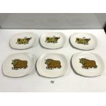 'BEEFEATER' IRON STONE STEAK AND GRILL SET OF SIX PLATES