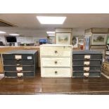 THREE SETS OF VINTAGE FILING DRAWERS