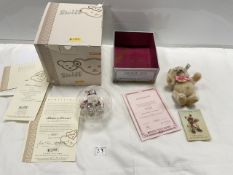 A STIEFF BUTTON IN EAR JACKIE 1953 REPLICA LIMITED EDITION BEAR (03874) WITH STEIFF CHRISTMAS BEAR