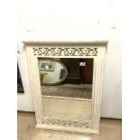 A GREEK STYLE MODERN WHITE WALL MIRROR, 60 X 84CMS