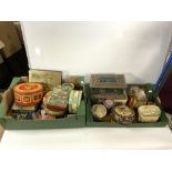 A QUANTITY OF VINTAGE TINS INCLUDES -A CHURCHILL TIN, A COLMAN'S MUSTARD, PEEK FREANS AND MANY MORE
