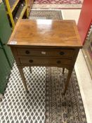 A SMALL REPRODUCTION YEWOOD TWO DRAWER SIDE TABLE, 46 X 32 X 72CMS