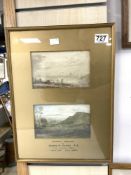 TWO WATERCOLOUR SKETCHES BY JOSEPH M. GANDY R. A. GOLD MEDALIST 1790 1771-1848 WITHIN ONE FRAME