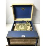 A VINTAGE MONARCH PORTABLE RECORD PLAYER