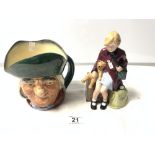 A ROYAL DOULTON CHARACTER MUG, TOBY PHILPOTS, AND A ROYAL DOULTON FIGURE 'THE GIRL EVACUEE' HN3203