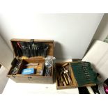 A QUANTITY OF VINTAGE WOODWORKING TOOLS IN A TOOLBOX AND ANOTHER