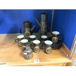 1960S BROWN GLAZED DENBY 16 PIECE COFFEE SET