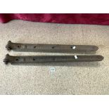 TWO ANTIQUE IRON LARGE GATE HINGES