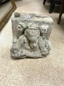 EARLY STONE STATUE OF GANESH, 31 X 27 X 28CMS