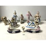 A GROUP OF PORCELAIN AND BISQUE CONTINENTAL FIGURES