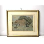 A WATERCOLOUR 'THE BLACK PIG' A SHOREHAM FARM BY GERTRUDE FRANKLIN WHITE, LABEL ON VERSO,27 X 39CMS