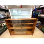 TWO VINTAGE DISPLAY CABINETS WITH GLASS SLIDING DOORS