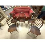 A SET OF FIVE ERCOL STICK BACK CHAIRS (4+1)