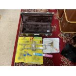 A YAMAHA SILVER-PLATED TRUMPET IN CASE - YTR33205 - 009093