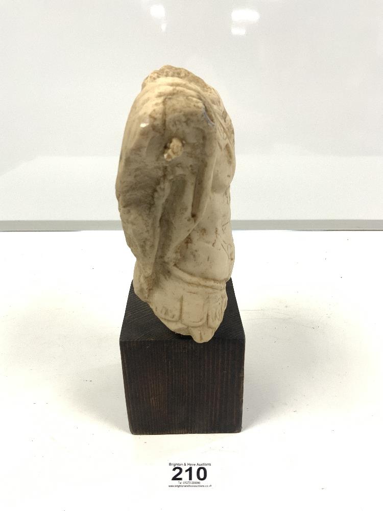 A RESIN SCULPTURE OF A ROMAN TORSO IN A WOODEN BASE, 29CMS - Image 3 of 5