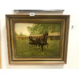 AN ELME BARROUS OIL ON CANVAS OF 'CHAMPION HARNESS HORSE' GAYTHORNE SIGNED AND DATED 1916, 32 X