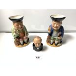 THREE BAIRSTOW MANOR - FIGURE JUGS OF WINSTON CHURCHILL