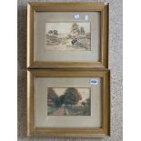 CHARLES MASTERS - A PAIR OF COUNTRY SCENE VIEWS IN WATERCOLOURS, 23.5 X 15CMS