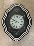 A FRENCH-SHAPED WALL CLOCK WITH MOTHER O PEARL INLAID DECORATION AND PAINTED DIAL MAKER -