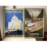 TWO FRAMED REPRODUCTION TOURISM POSTERS FOR CANADA, THE LARGEST 58 X 58CMS