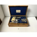 QUANTITY OF MIXED PLATED CUTLERY IN A MAPPIN AND WEBB OAK BOX