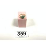 375 GOLD AND JADE COLOURED STONES RING SIZE M