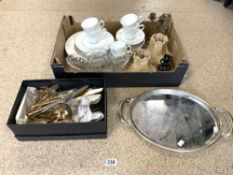 ALESSI STEEL DRINKS TRAY, QUANTITY OF THAI AND OTHER CUTLERY, DOULTON MYSTIQUE PART DINNER WARE ETC