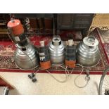 THREE LARGE GEC INDIVIDUAL LAMPS AND FITTINGS